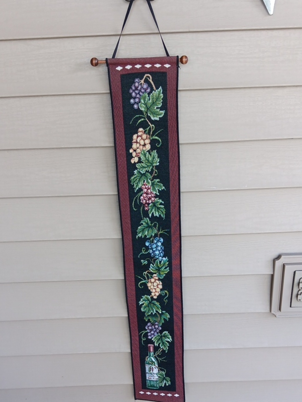Wine & Grapes Tapestry Wall Hanging. 40"L X 6 1/2 "W